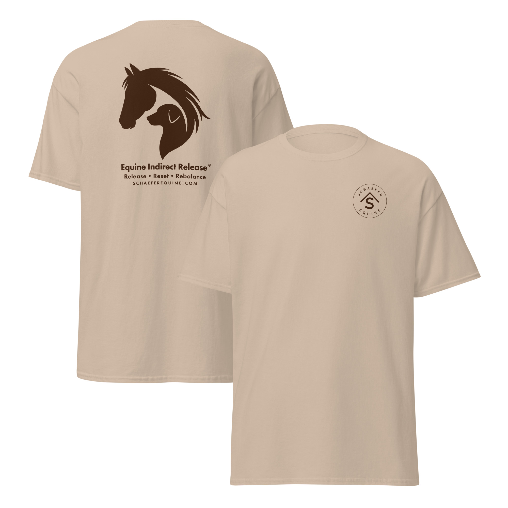 Classic Tee | Brown Logos | Schaefer Equine and Equine Indirect Release® - Image 3